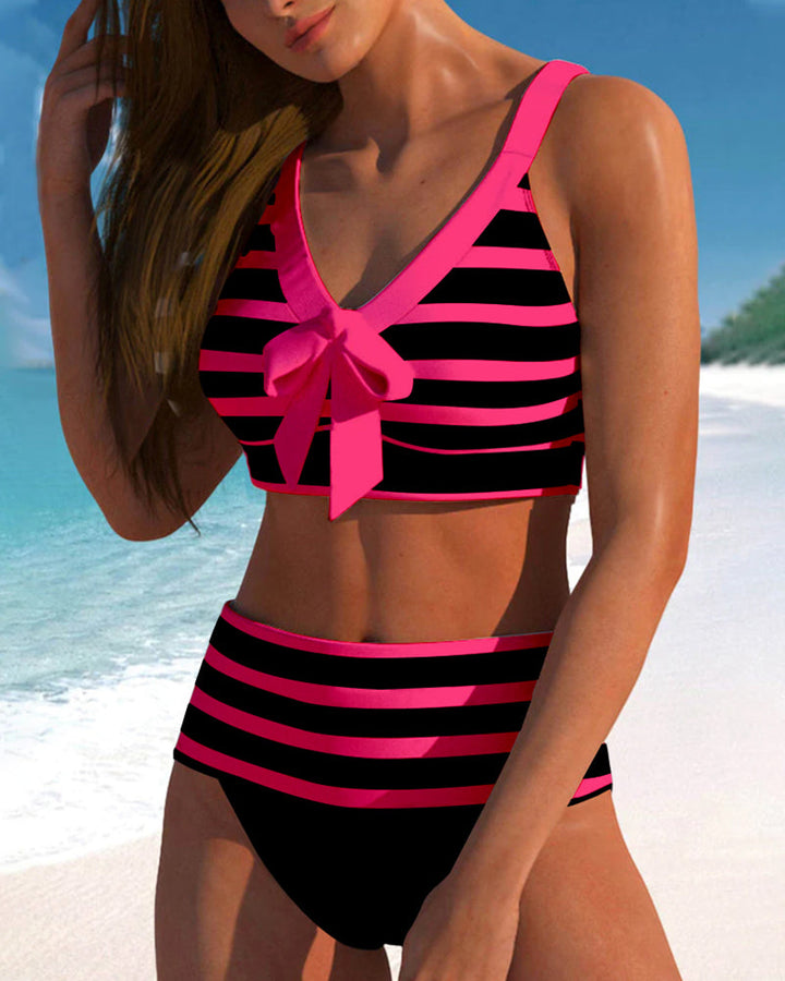 Laluna® | Bikini Listrado de Cintura Alta
