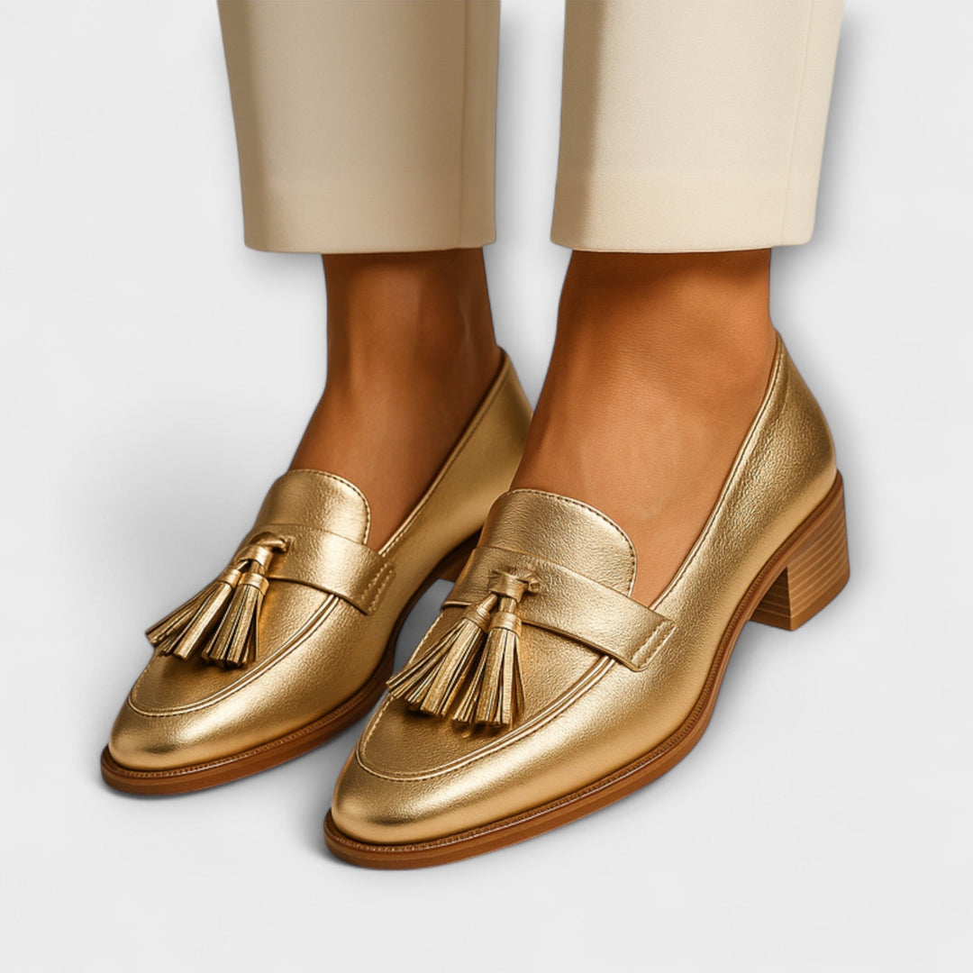 Celeste | Mocasins dourados