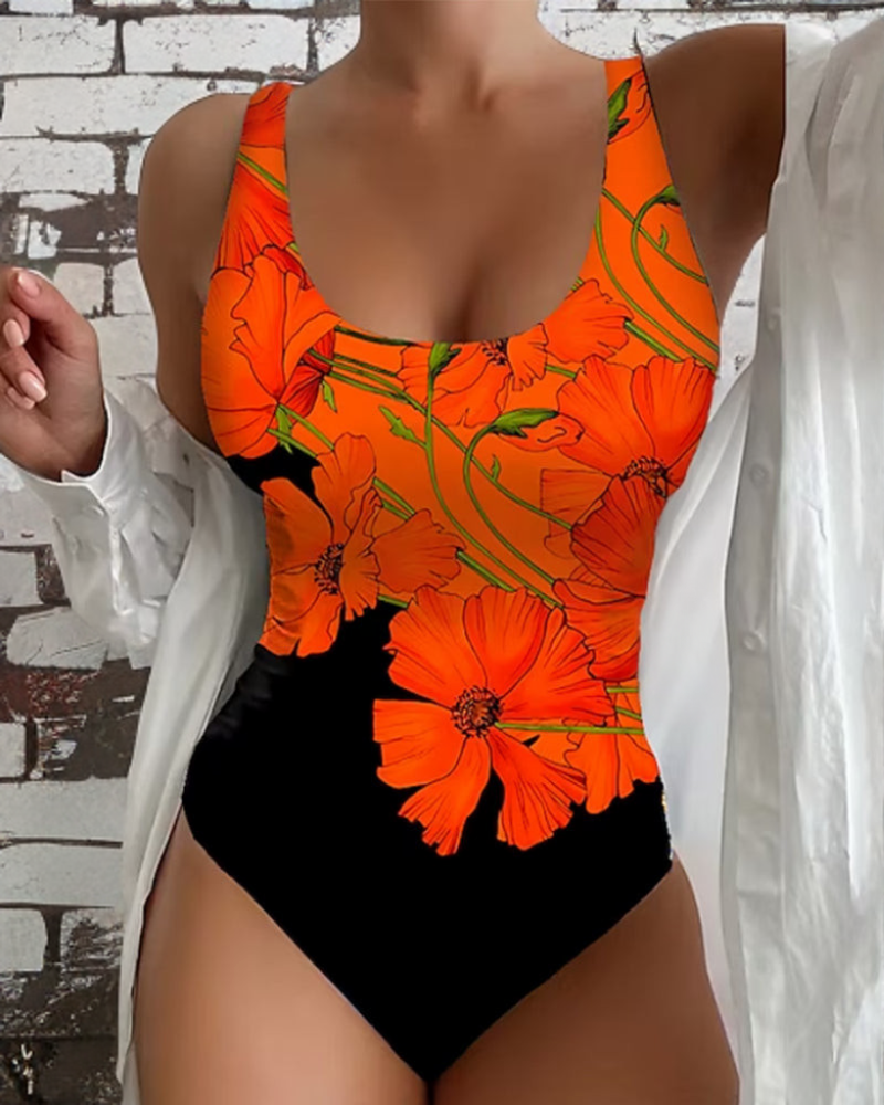 Lucy - Elegante fato de banho de uma peça com padrão floral