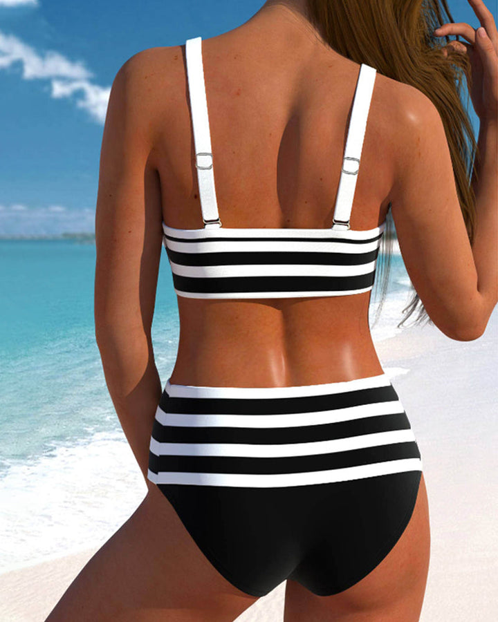Laluna® | Bikini Listrado de Cintura Alta