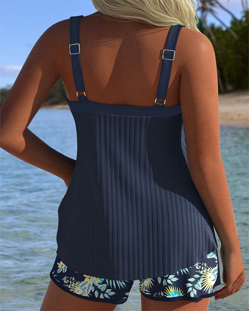 Dublin | Tankini Listrado com Calções de Praia em Dois Peças