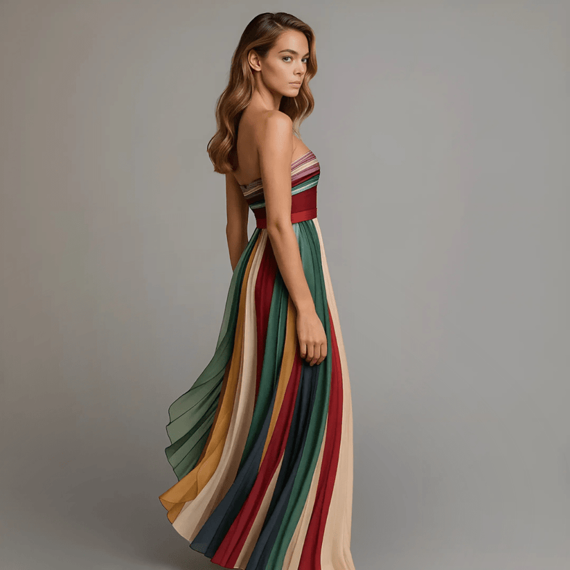 Vestido Comprido Colorido sem Mangas