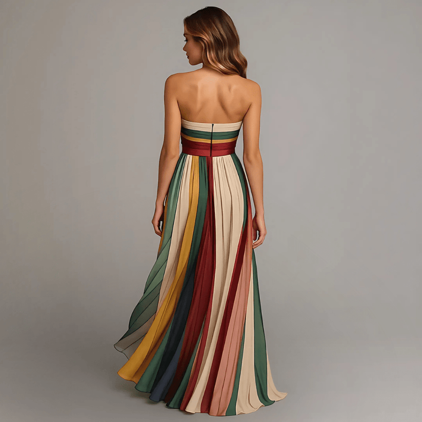 Vestido Comprido Colorido sem Mangas